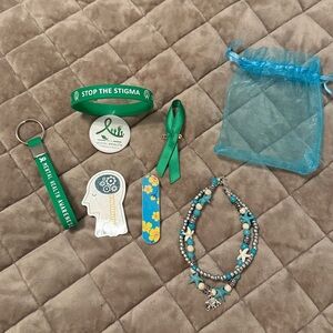 Mental Health Awareness Accessories Set plus bracelet.